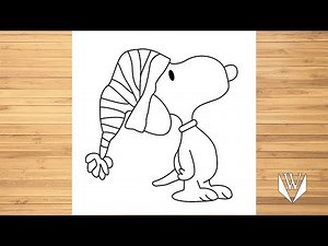How to draw Snoopy Christmas Step by step, Easy Draw | Free Download Coloring Page