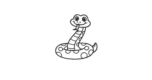 Snake Outline Machine Embroidery Design | 8 Sizes