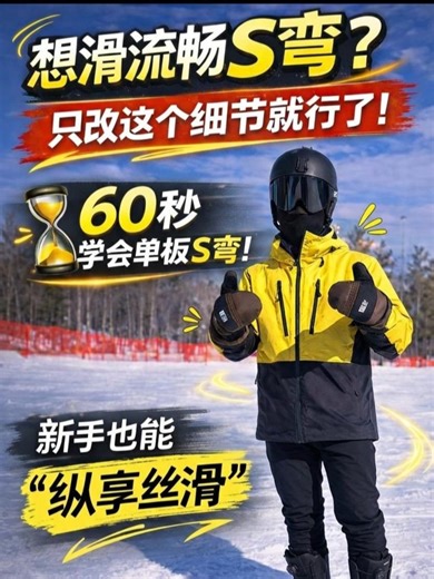 想滑流畅S弯？只改这个细节就行了！60秒学会单板S弯 新手也能纵享丝滑 #单板教程 #滑雪教練 #单板滑雪 #snowboarding #多伦多 #Toronto