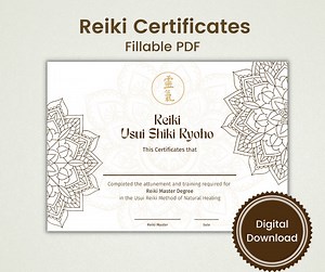 Reiki Certificates - Editable PDF Template for Levels I, II, III & Master | Printable Reiki Certificate for Your Business - Etsy UK