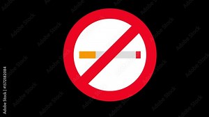 No Smoking Sign – Prohibition Symbol for Smoke-Free Zones and Public Health Safety Stock Video