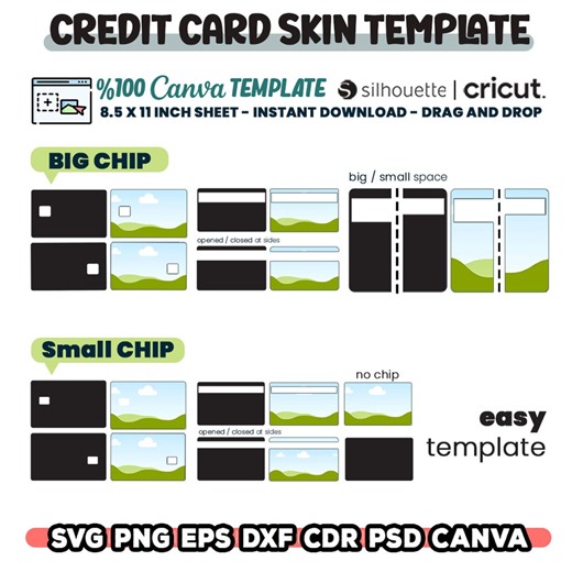 Credit Card Skin Template, Debit Card Skins, Card Sticker Template, Credit Card Svg, Editable Canva / Cricut / Silhouette, Instant Download - Etsy