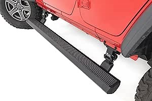 Rough Country Power Running Boards for Jeep Wrangler JL 4-Door (2018-2024) - Dual-Motor Electric Retractable Side Steps with LED Powerstep Lights