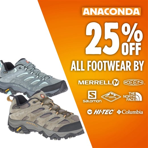 Take up to 25% OFF footwear from top brands – gear up and get going! 🐍 *Exclusions apply | Anaconda Stores