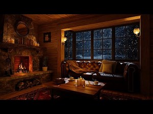 Cozy Winter Ambience for Sleeping with a Crackling Fireplace, Snowfall and Gentle Wind Sounds 🔥❄
