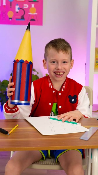 🎉 Epic Giant Pencil Prank! ✏️ DIY Fun for Kids! #shorts #funny