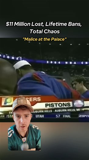 Matty Cartwright | Sports & Media on Instagram: "Wildest Sports Crashouts Ep. 1: Malice at the Palace . . . . . . . . . . . . . 𝘒𝘯𝘰𝘸𝘯 𝘢𝘴 𝘵𝘩𝘦 "𝘮𝘰𝘴𝘵 𝘪𝘯𝘧𝘢𝘮𝘰𝘶𝘴 𝘣𝘳𝘢𝘸𝘭 𝘪𝘯 𝘕𝘉𝘈 𝘩𝘪𝘴𝘵𝘰𝘳𝘺," 𝘵𝘩𝘦 "𝘔𝘢𝘭𝘪𝘤𝘦 𝘢𝘵 𝘵𝘩𝘦 𝘗𝘢𝘭𝘢𝘤𝘦" 𝘰𝘤𝘤𝘶𝘳𝘳𝘦𝘥 𝘰𝘯 𝘕𝘰𝘷𝘦𝘮𝘣𝘦𝘳 19, 2004, 𝘥𝘶𝘳𝘪𝘯𝘨 𝘢 𝘨𝘢𝘮𝘦 𝘣𝘦𝘵𝘸𝘦𝘦𝘯 𝘵𝘩𝘦 𝘐𝘯𝘥𝘪𝘢𝘯𝘢 𝘗𝘢𝘤𝘦𝘳𝘴 𝘢𝘯𝘥 𝘵𝘩𝘦 𝘋𝘦𝘵𝘳𝘰𝘪𝘵 𝘗𝘪𝘴𝘵𝘰𝘯𝘴. 𝘛𝘩𝘦 𝘤𝘩𝘢𝘰𝘴 𝘣𝘦𝘨𝘢𝘯 𝘸𝘪𝘵𝘩 45.9 𝘴𝘦𝘤𝘰𝘯𝘥𝘴 𝘳𝘦𝘮𝘢
