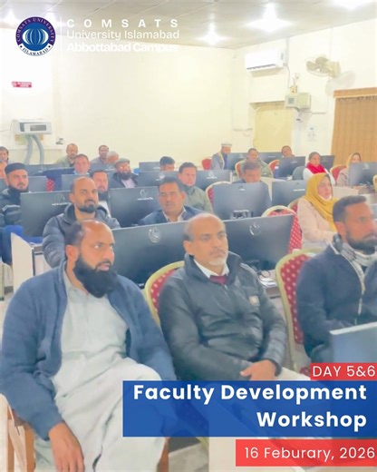 Focused on the 6Cs framework, this initiative enhances digital skills and promotes innovative teaching practices. Aligned with the vision of *COMSATS University Islamabad (CUI)*, the Faculty Development Workshop strengthens excellence in teaching, research, innovation, and emerging digital competencies. 🎓✨ | COMSATS University Islamabad, Abbottabad Campus