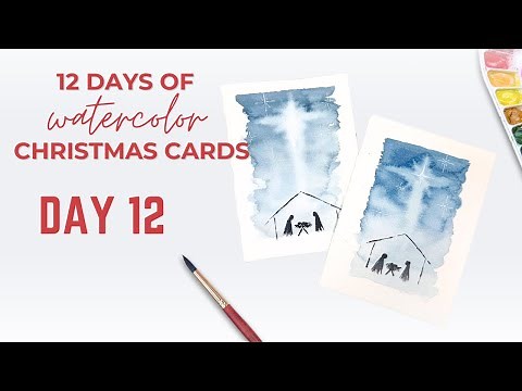 Day 12 of Watercolor Christmas Cards- Try this Simple Nativity Scene!