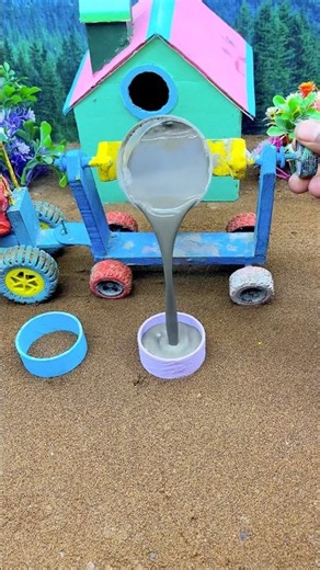 😱 Real Working Mini Tractor Making Cement Pillar | Amazing DIY Construction Machine 🚜 #shorts