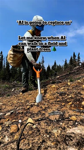 People say AI will replace us… but until it can walk through the mud, dig holes, and plant trees all day… I think we’re safe. 🌲💪 Plant Trees With Me | 2$ = 1🌲link in bio. #TreePlanting #AI #NatureWins | Antomos
