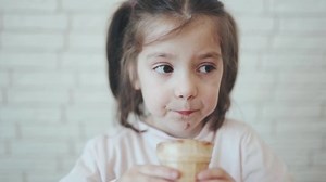 Funny Girl Caucasian Girl Sitting Table Stock Footage Video (100% Royalty-free) 1050542023 | Shutterstock