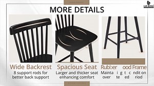 LUE BONA Windsor 24 in. Walnut Solid Wooden Bar Stool for Kitchen Island Counter Height Stool with Spindle Back Set of 4 BWSSJ-WALNUT-3