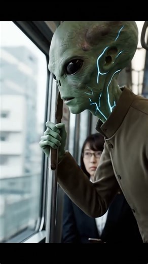 👽 “Alien Rides the Morning Train in Tokyo”