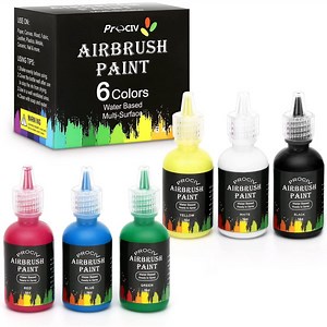 Prociv Airbrush Paint, 6 Color Acrylic Airbrush Paint Set, Water Based Read-to-Spray Air Brush Painting Set, Airbrush Spray Paint Kit for Papers, Canvas, Wood, Model(Matte)