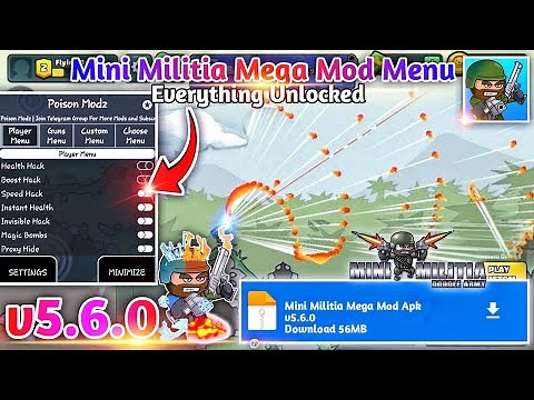 Mini Militia Mod Apk v5.6.0 | Mini Militia VIP Mega Mod Menu Apk v5.6.0 Level 9999 Unlock Outfits