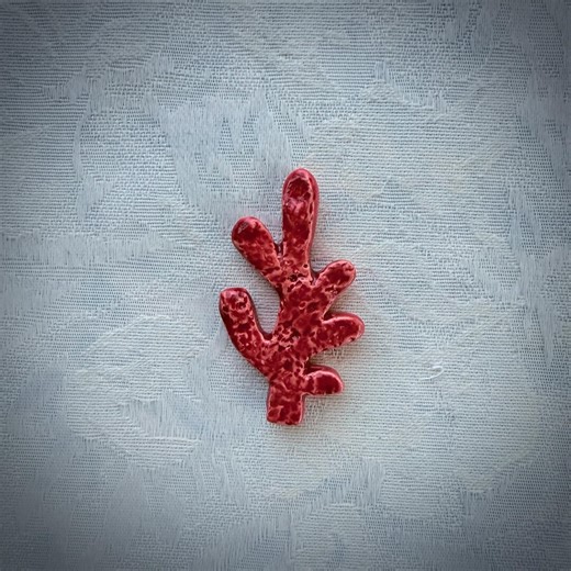 Red Ceramic Coral, Hand Painted Art Tile, Seascape Mosaic Supply - Etsy