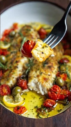 Baked Fish with Tomatoes & Olives recipe
