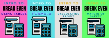 Break-Even Analysis Bundle |Tables, Formula and Profit 24 tasks 9th-12th Grades