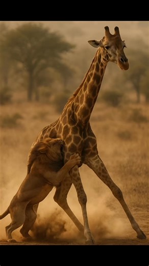 Lion Attacks a Giraffe — The Battle Erupts Instantly! #lion #giraffe #savanna #wildlife #epicfight | Video Animal