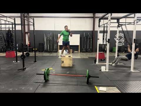 4Rds 5 Power Snatch 125lbs, 10 Pull Ups, 20 Db Step Up Overs 50lbsx1 20" Box, Rest 1:00