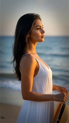 Beach Aesthetic Walk 🌊Calm beach vibes with elegant white style #ALYAI #youtubeshorts #viral