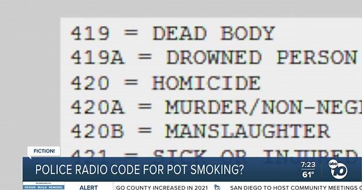 Fact or Fiction: Is 4/20 a penal code section for marijuana use?