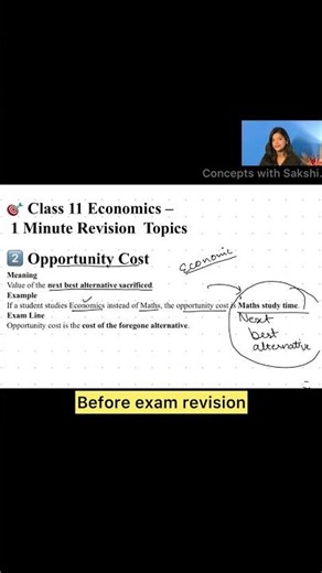 Opportunity Cost | Class 11 Economics 1 Minute #class11economics #greenscreen #elasticityofdemand #e