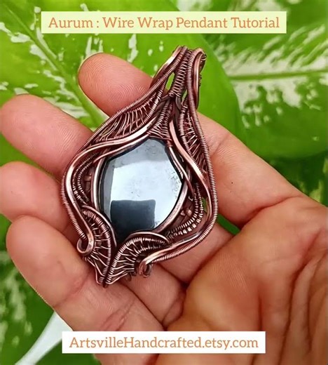 Wire Wrapped Pendant Tutorial with Oval Cabochon setting by ArtsvilleHandcrafted #etsyshop #pdffile