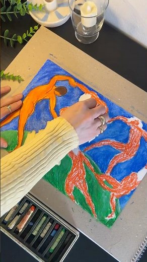 Satisfying Oil Pastel ASMR 🖍️ Recreating Matisse's 'The Dance'! #shorts