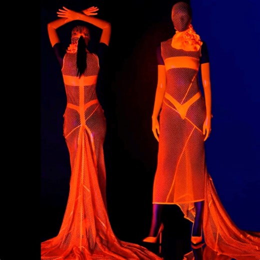 Vex Latex | Custom Latex Clothing on Instagram: "Wrapping up 2025 with COSMIC — our 25-year anniversary collection. All neon. All glow. A future-forward chapter built on decades of craft, rebellion, and latex obsession. This is VEX, still evolving. #VexClothing #VexLatex #COSMIC #25YearsOfVex #NeonLatex #GlowLatex"