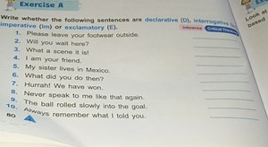 Exercise AWrite whether the following sentences are declarativ... | Filo