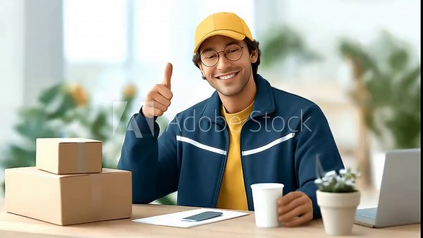 Courier giving a thumbs up to client after completing the last order