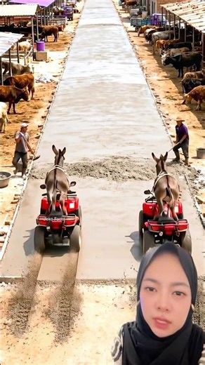 The donkey dared to break through the concrete road😱