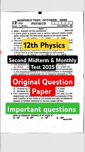 12th Physics Second Midterm Important questions 2025