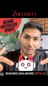 5 new "Hacking with AI" videos have been added to our Hacking Masterclass course! These videos focus on using AI to generate Malware, including backdoor and Wifi Stealers You can sign up to the Hacking Masterclass here and get new lessons monthly on the latest Ethical Hacking and Cybersecurity topics: https://zsecurity.org/courses/masterclass-membership/ #Cybersecurity #EthicalHacking #Hacking #zSecurity #hack #ethicalhacking #security #tech #technology #hacker | ZSecurity