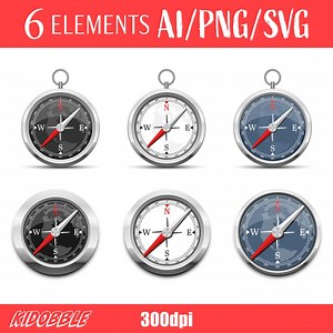 Compass Clipart Vector Navigation Design Digital Graphics Direction Elements Travel Clipart Art Adventure Vector Illustration Set - Etsy