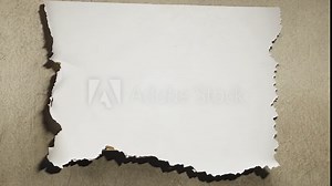 Turned blank page with uneven textured edges. set of torn white paper sheets, zoom in. 4K quality, for opening or closing videos