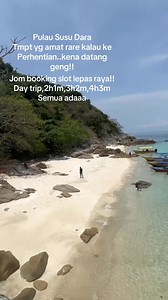 Pulau Susu Dara,Terengganu.. terletak berhampiran Pulau Perhentian,diantara gugusan pulau2 yg jarang dikunjungi di Terengganu.. tiada penghuni dan 100% semulajadi yg terpelihara.. kebiruan air nya mcm crystal water,sgt2 jernih..Kaki Pulau!!korang kena dtg sini wei.. Lps Raya kita On trus trip,nak booking dr skrg blh.. direct whatapps sy https://www.wasap.my/60139810696/PERHENTIANMJ atau follow tiktok sy untuk lebih info psl Pulau Perhentian https://www.tiktok.com/@irmie_pmj?_t=ZS-8uKjFnNsGSW&_r=
