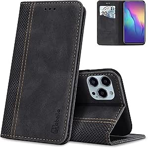 Mobile Phone Case Compatible with Samsung Galaxy S25 Ultra Case Protective PU Leather Flip Case Stand Wallet Folding Case Bag Case with [Card Slot] [Stand Function] [Magnetic] Black