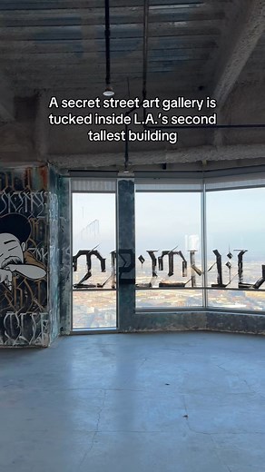 Did you know there’s a secret street art gallery 1,000 feet in the air, inside DTLA’s 2nd highest building? 👀🥹 It's typically not open to the public* outside of a charity fundraiser you can learn about at the link in the comments. | Secret Los Angeles