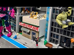 LEGO Shawarma Restaurant Modular Building Built & Placed! Avengers End Scene Detail