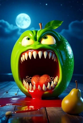 🍎😱 Realistic 3D Horror Fruit Monster | Terrifying Apple Eats Pear 🍐💀 Epic Cinematic Animation 🎬