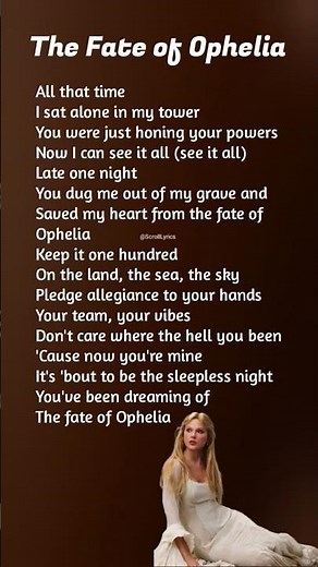 Taylor Swift – The Fate of Ophelia Lyrics #taylorswift #thefateofophelia #lyrics #newsong #swifties