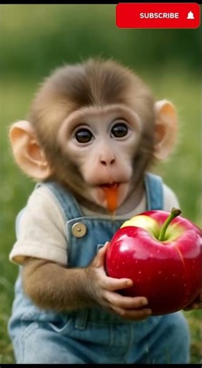 Monkey Caught Smiling While Eating Apple 😳🍎 | Cutest Moment Ever! #monkey #eating