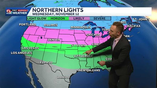 Warming Up! Northern Lights Possible Tonight. Here's when to watch the sky: