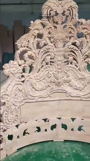 This hand-carved bed frame is absolutely stunning ✨ #luxuryfurniture #woodworking