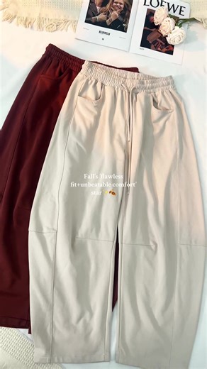 Elastic waist drawstring for easy wear, loose cut flatters and hides flaws, soft fabric feels great against skin🤍🤎✨#barrelpants #outfitinspo #falloutfits #casualstyle #tiktokshopblackfriday