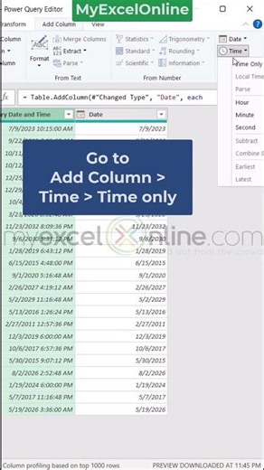 Separate Date and Time in Excel 🔥 #excel #myexcelonline #shorts