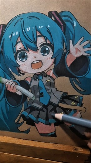 Drawing Hatsune Miku Chibi Not Melt Ice Cream #shorts #hatsunemiku #vocaloid